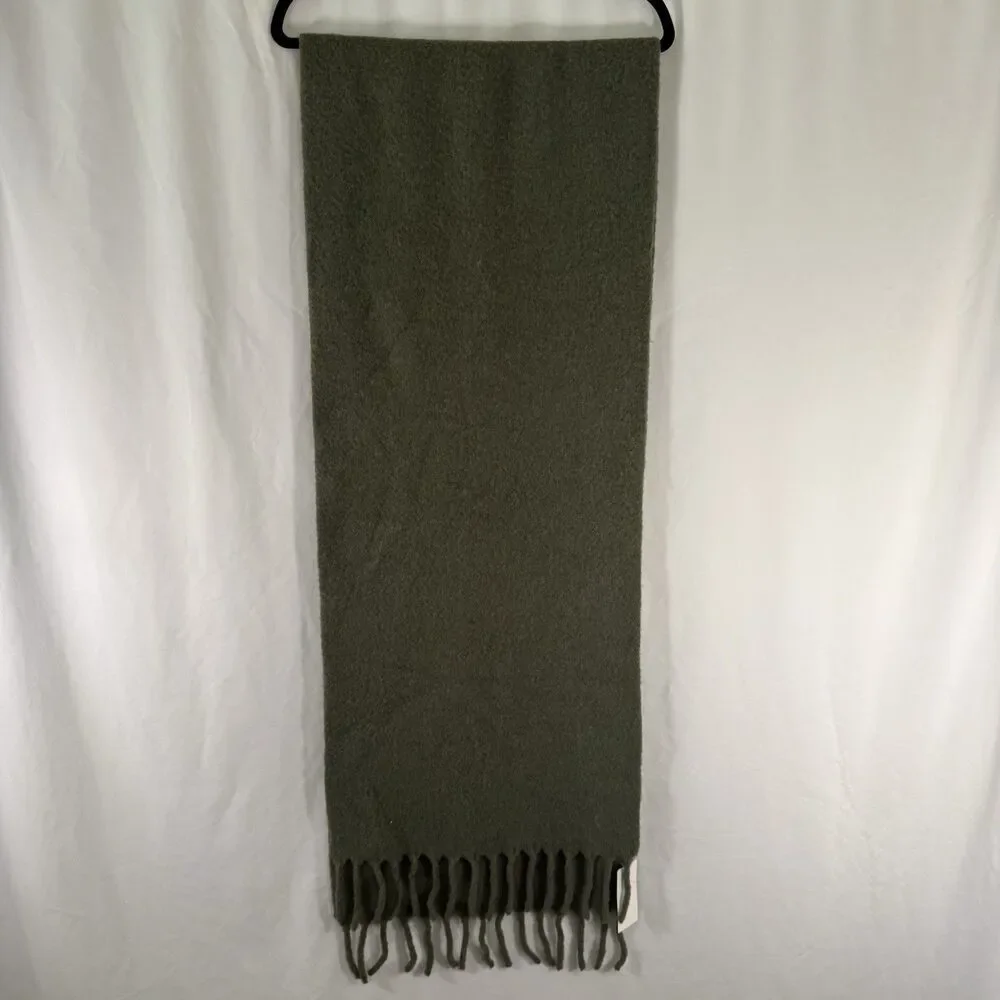 New Uniqlo Wool Blend Souffle Yarn Scarf Green Tassels 83